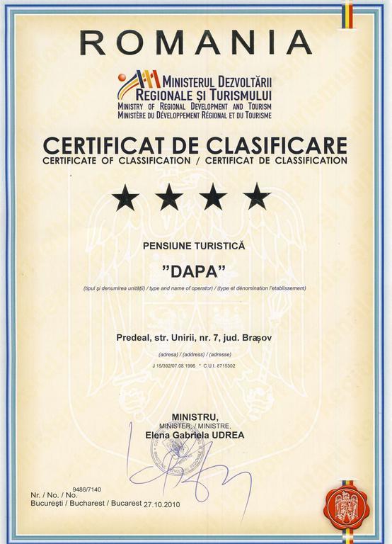 Pensiunea Dapa Predeal Exterior foto